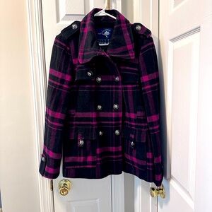 Plaid coat-black and magenta size large